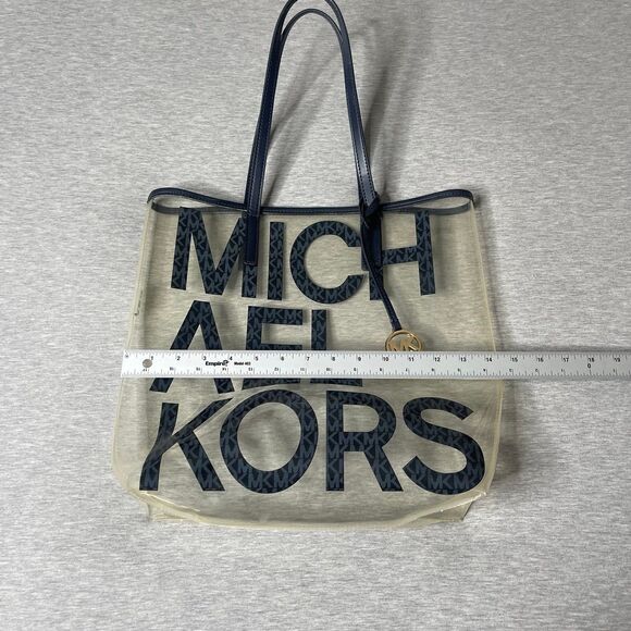 Michael Kors The Michael Large Graphic Signature Logo Clear Tote Bag - Picture 4 of 10